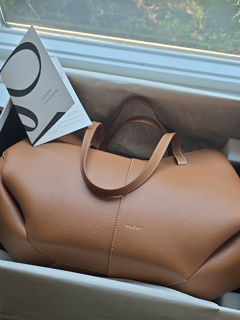 Polène Cyme Tote Bag Edition Textured Camel Leather